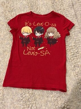 Harry Potter Hogwarts Chibi Levi-O-sa Graphic Tee Girls Size M (7/8)